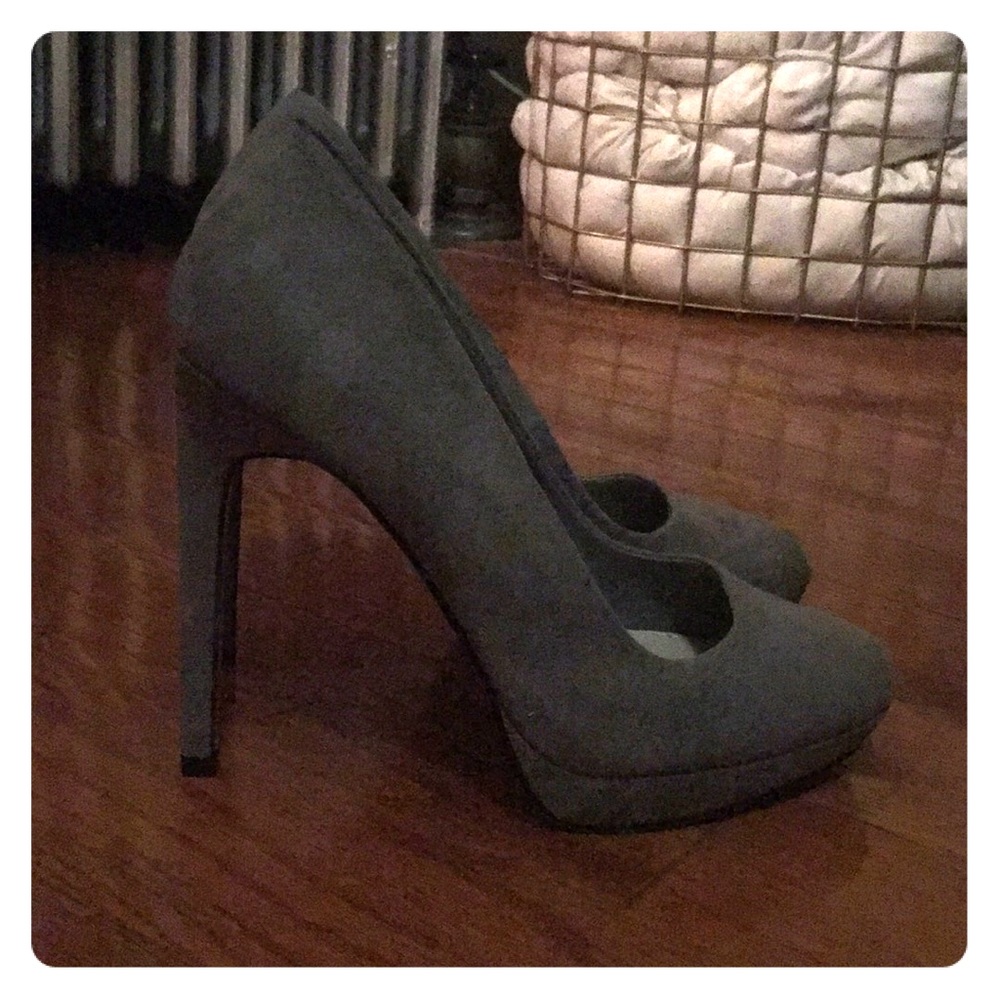 Grey Faux Suede Forever 21 Stiletto Pumps